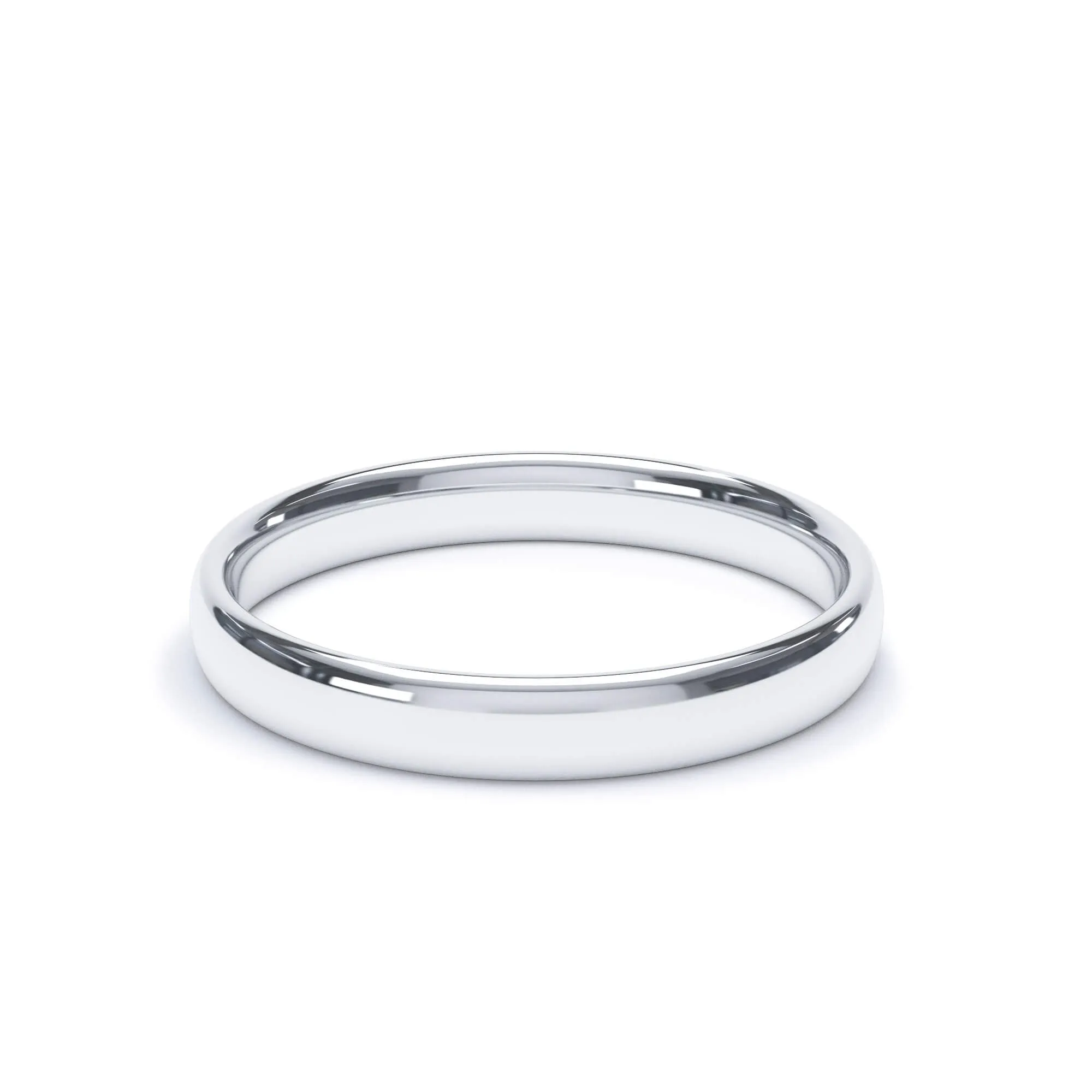 - Oval Profile Plain Wedding Ring 18k White Gold