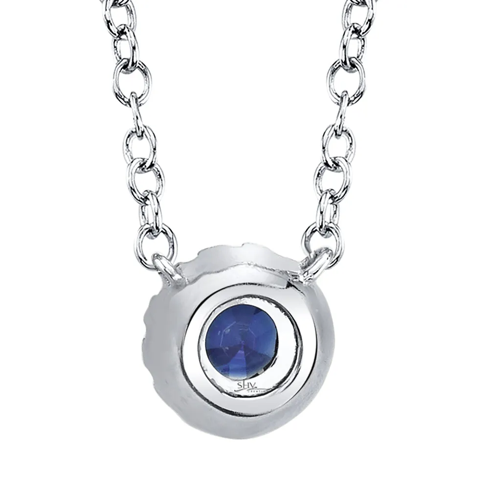 0.04CT DIAMOND & 0.14CT BLUE SAPPHIRE 14K W/G NECKLACE