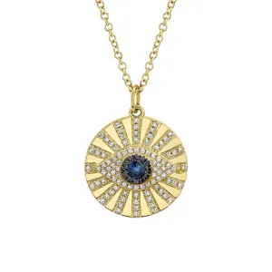 0.23CT BLACK & WHITE DIAMOND & 0.15CT BLUE SAPPHIRE 14K Y/G EYE NECKLACE