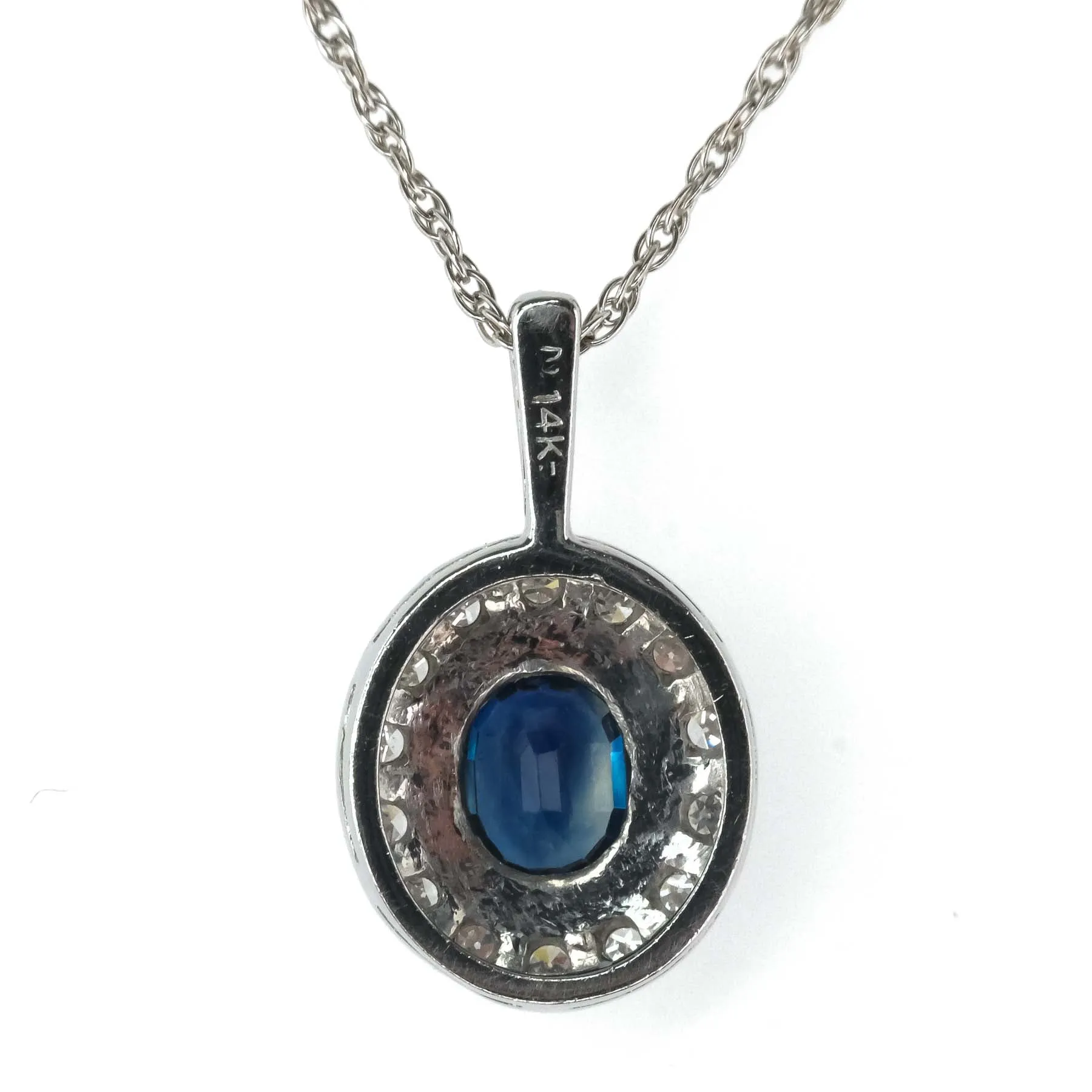 0.78ct Sapphire & Diamond Accented Pendant w/ 21" Cable Chain in 14K White Gold