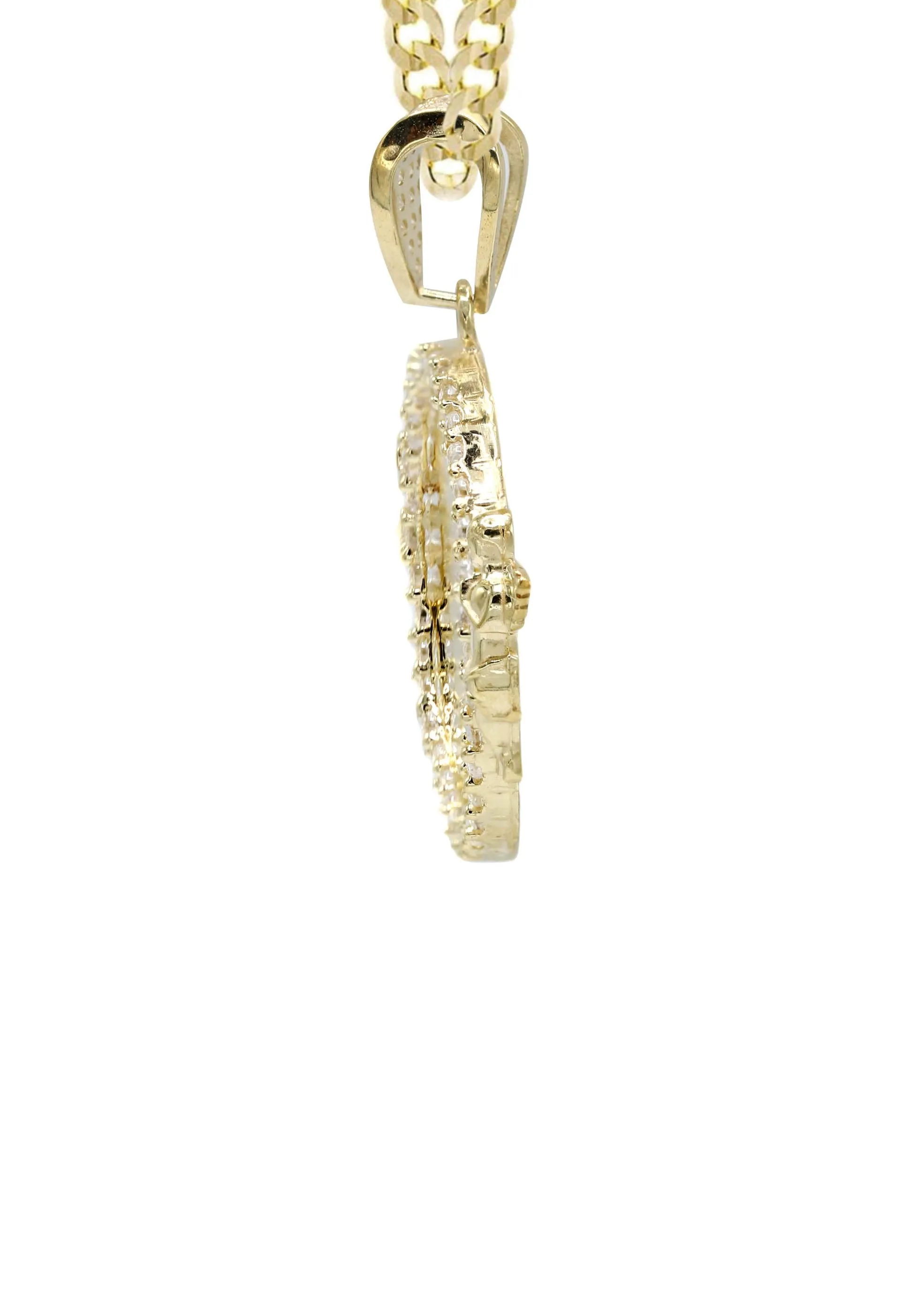 10K Yellow Gold CZ Picture Pendant Necklace | Appx. 14.8 Grams