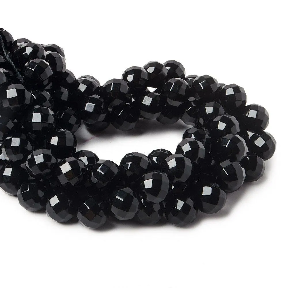 10mm Black Onyx faceted round beads 64 facet 15 inch 39 pieces