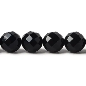 10mm Black Onyx faceted round beads 64 facet 15 inch 39 pieces