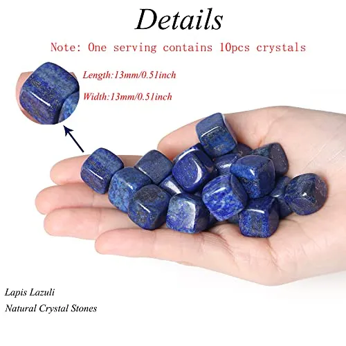 10PCS Lapis Lazuli Natural Healing Crystals Stones Set Square Bulk Polished Pocket Palm Thumb Polished Healing Crystal Gemstones Sets for Meditation Yoga Chakra Reiki Balancing Crystal Therapy