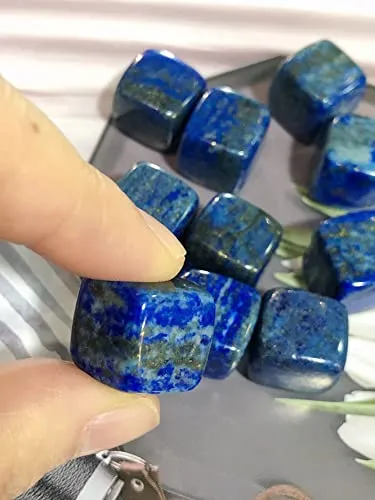 10PCS Lapis Lazuli Natural Healing Crystals Stones Set Square Bulk Polished Pocket Palm Thumb Polished Healing Crystal Gemstones Sets for Meditation Yoga Chakra Reiki Balancing Crystal Therapy