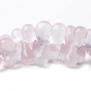 10x7-17x9mm Rose Quartz Tear Drop Briolette 8 inch 60 beads AAA