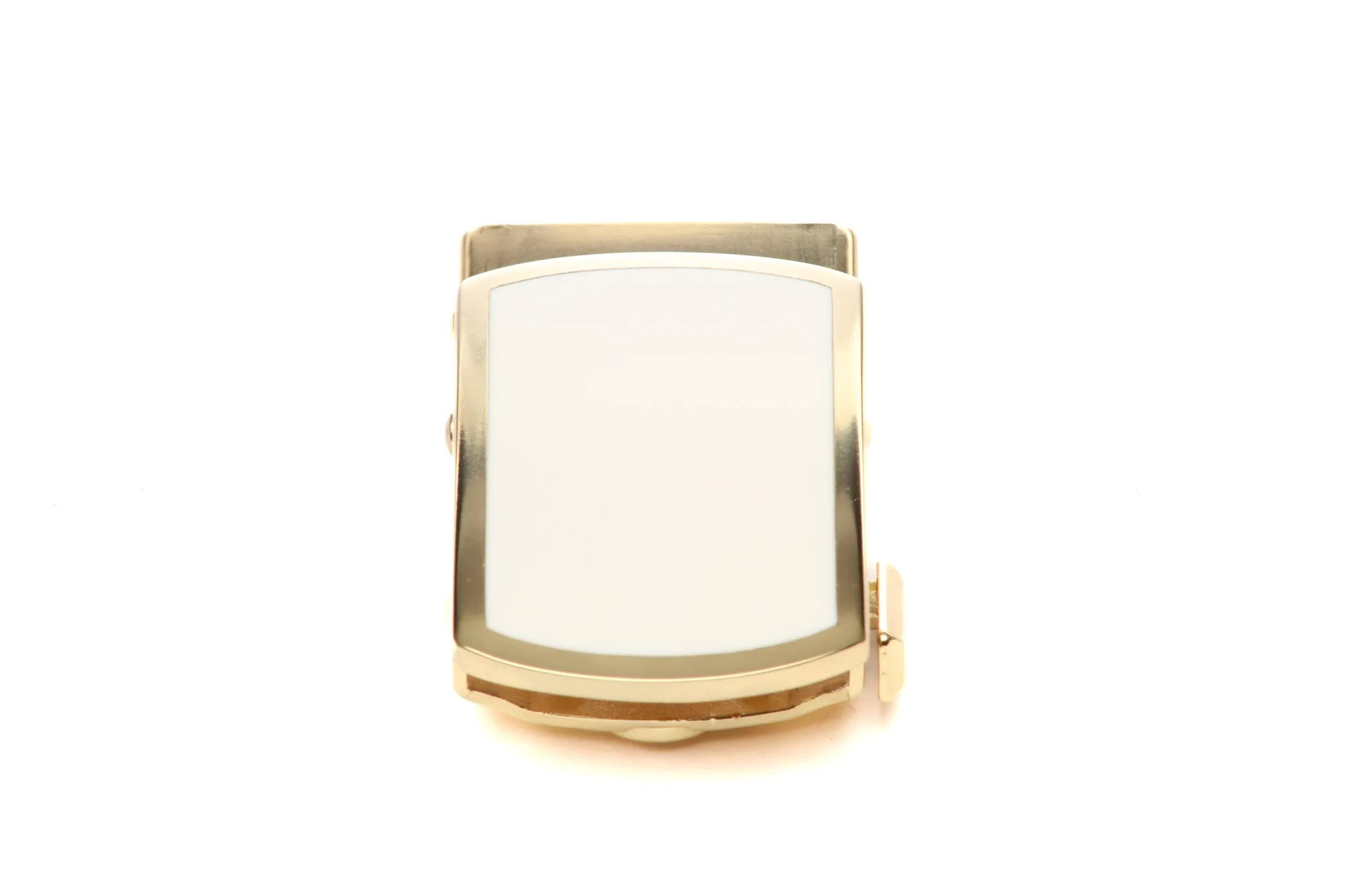 1.25" White Onyx Buckle in Gold with a Curve