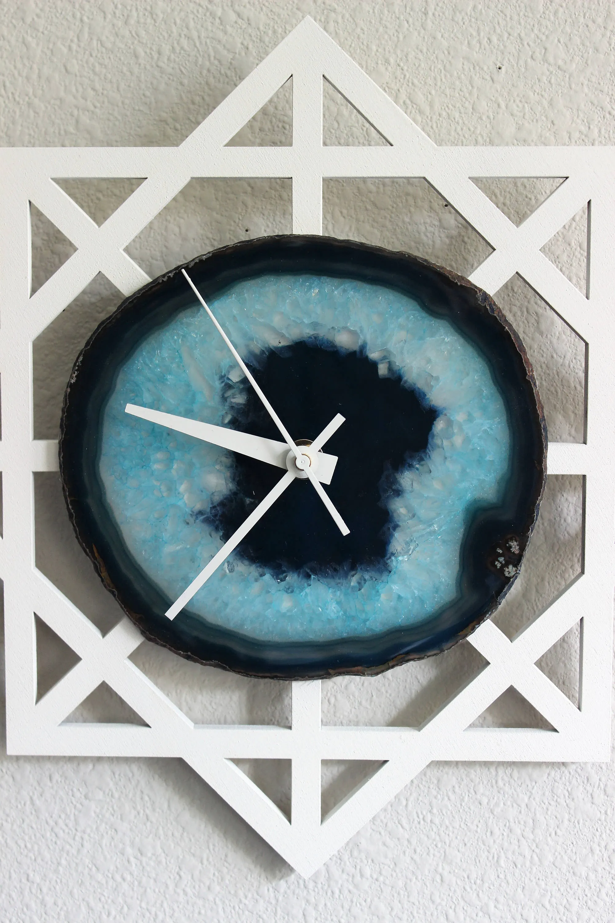 12" Teal Green Geometric Agate Wall Clock