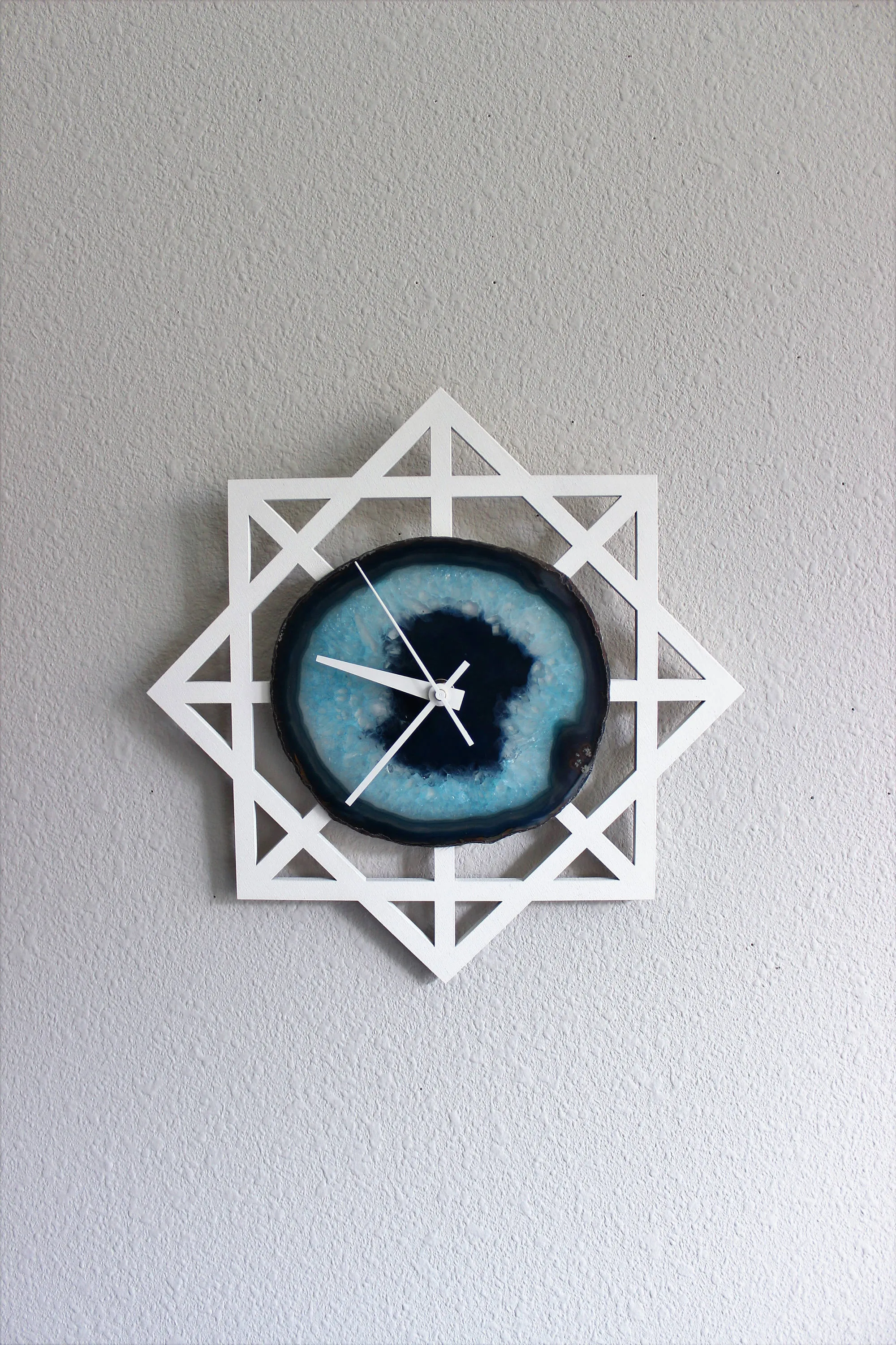 12" Teal Green Geometric Agate Wall Clock