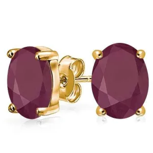 1.36 CT GENUINE RUBY 10KT SOLID GOLD EARRINGS STUD