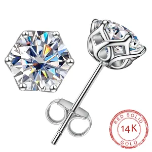 14K Gold D Color 2ct Moissanite Earrings Jewelry