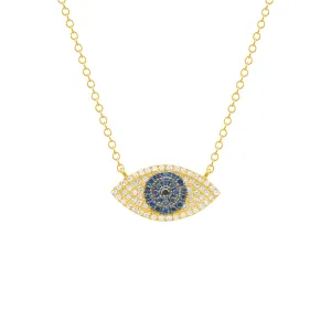 14K GOLD DIAMOND BLACK DIAMOND AND SAPPHIRE KENDALL EYE NECKLACE