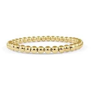 14k Gold Solid Bead Stretch Bracelet