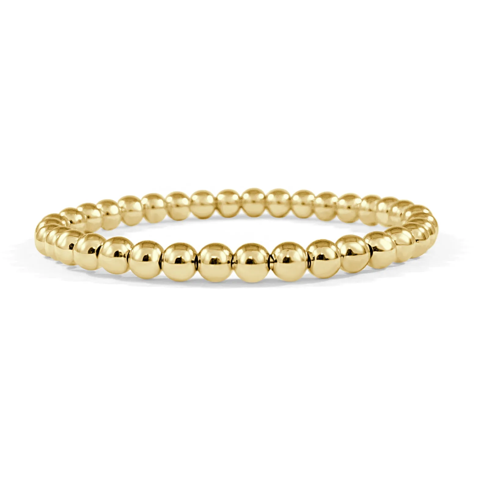 14k Gold Solid Bead Stretch Bracelet