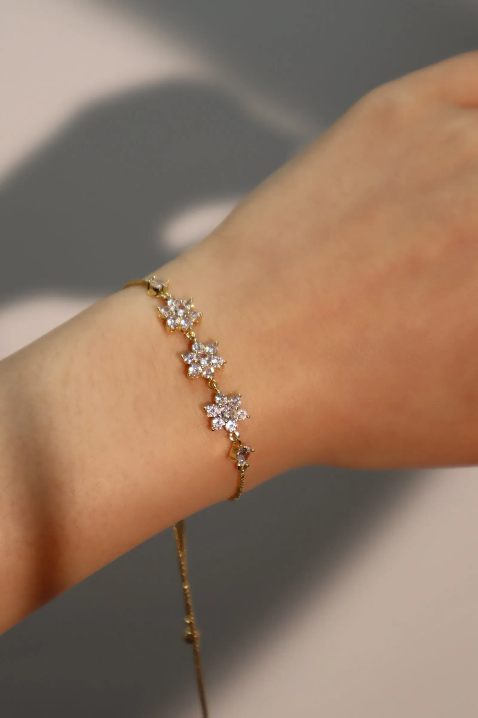 14K Real Gold Plated Diamond Flake Bracelet