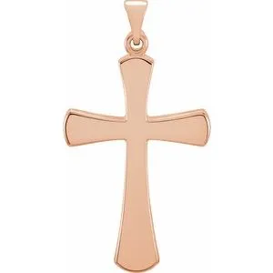 14K Rose Cross Pendant