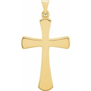 14K Rose Cross Pendant