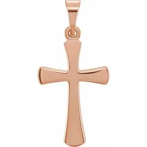 14K Rose Cross Pendant