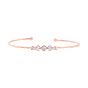 14K Rose Gold Diamond Graduating (5) Cluster Cuff Bangle