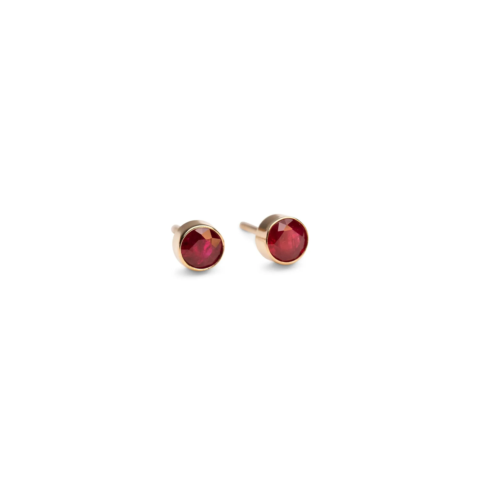 14k Ruby Bezel Studs