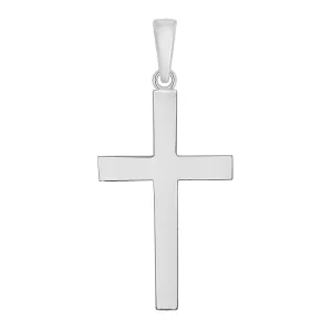 14k Solid White Gold Traditional Plain Religious Cross Pendant