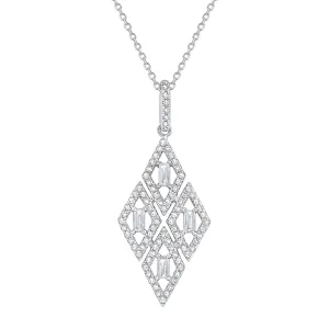 14k White Gold Diamond Marquise Pendant