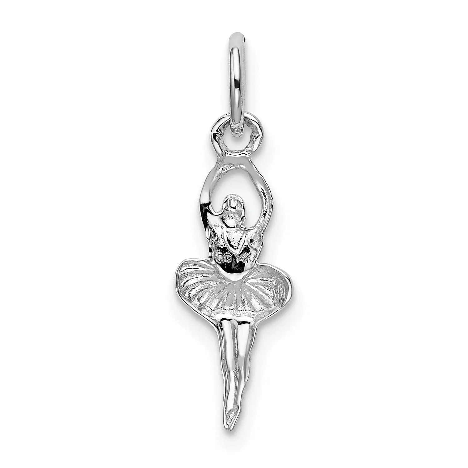 14k White Gold Polished Ballerina Charm Pendant