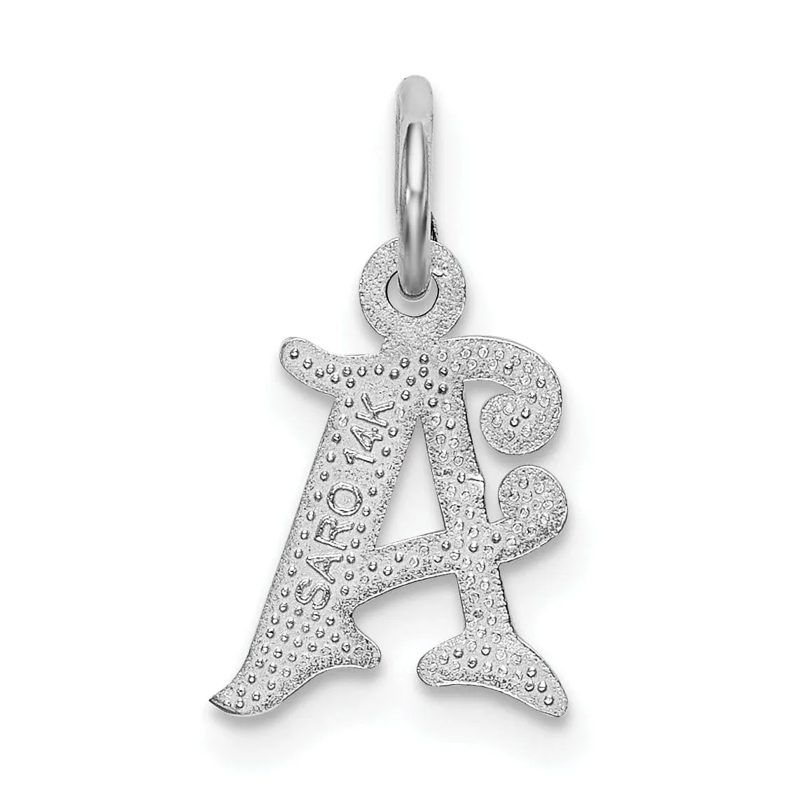 14k White Gold  Small Script Design Letter A Initial Charm Pendant