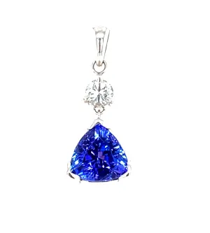 14K White Tanzanite and Natural Diamond Pendant