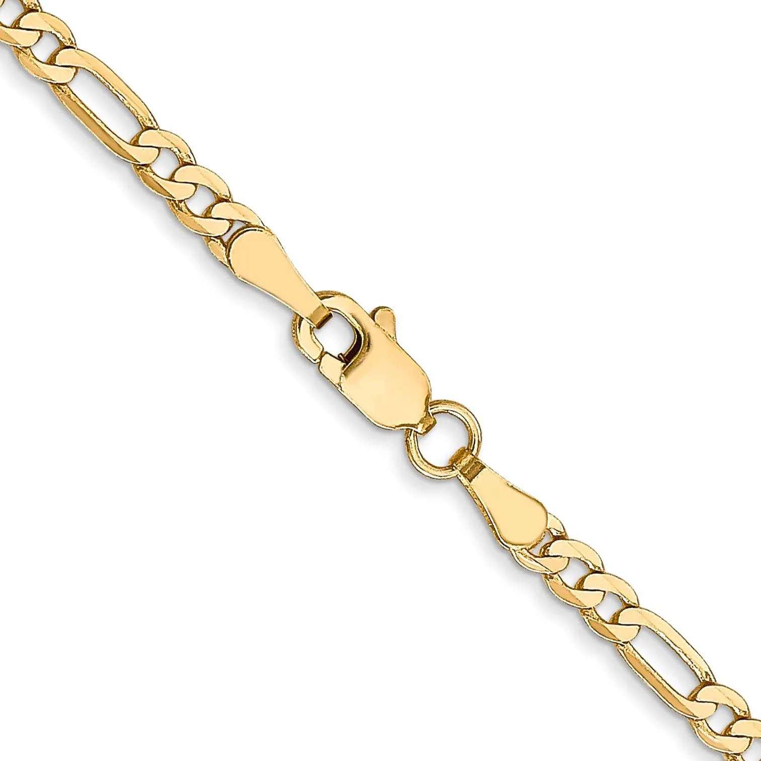 14k Yellow Gold 2.75mm Flat Figaro Bracelet