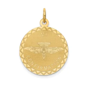 14k Yellow Gold Polished Finish My Confirmation Disc with Dove Pendant