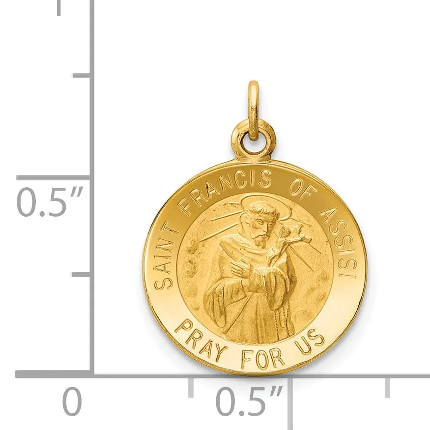 14k Yellow Gold St.Francis of Assisi Medal Pendant