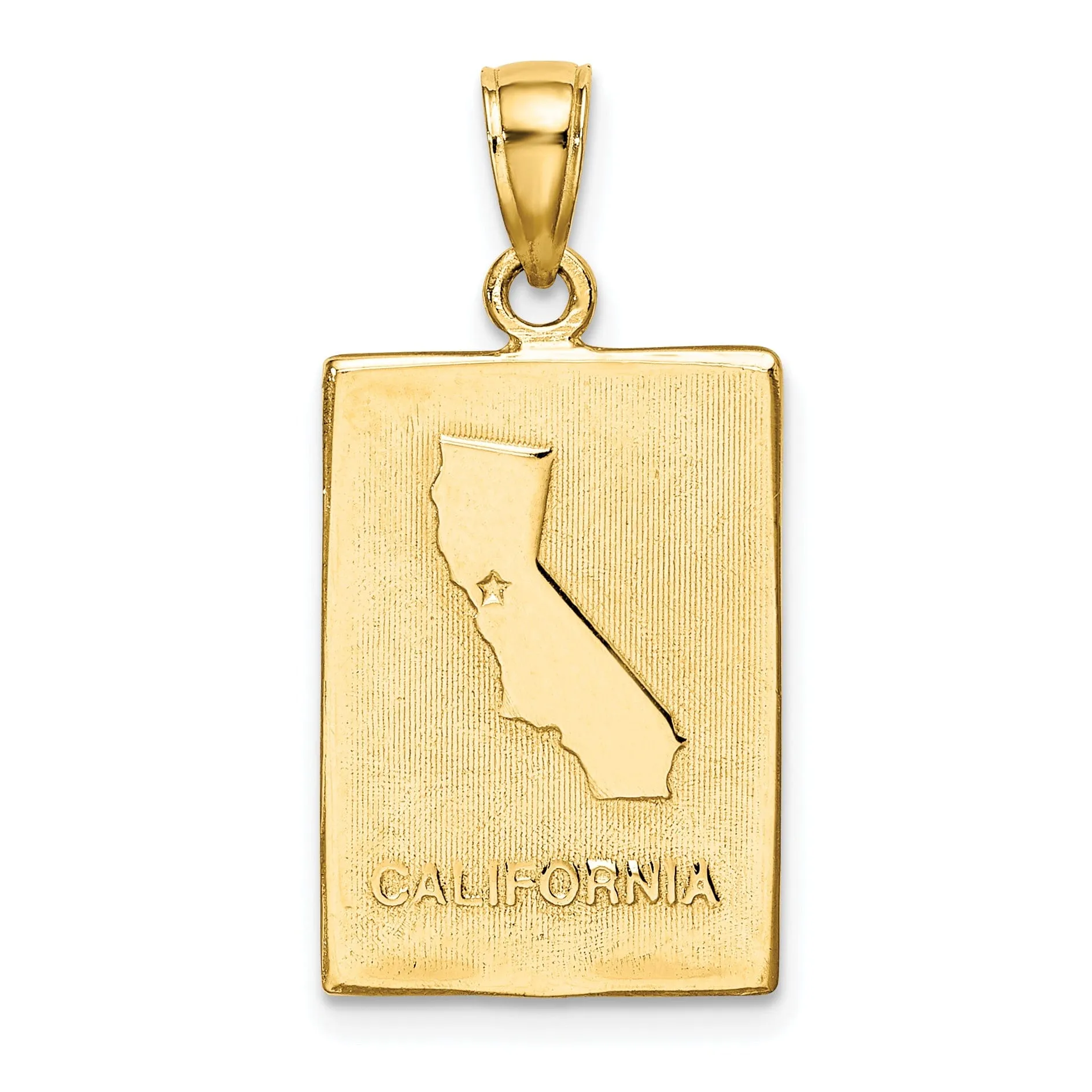 14K Yellow Gold Textured Polished Finish SAN FRANCISCO with Bridge & Trolley Car Design Reversible Charm Pendant