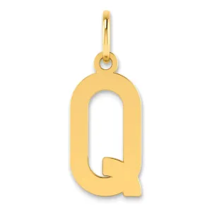 14k Yellow Gold Women's Letter Q Initial Charm Pendant