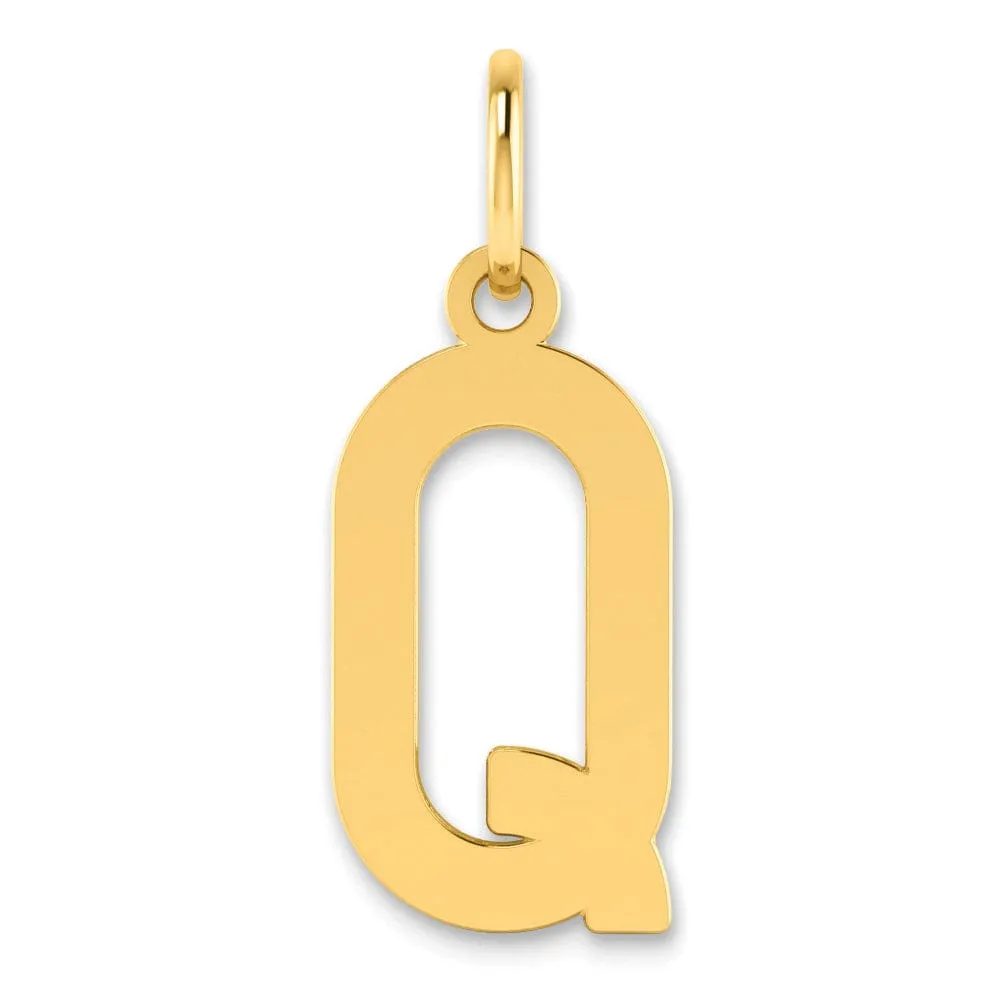 14k Yellow Gold Women's Letter Q Initial Charm Pendant