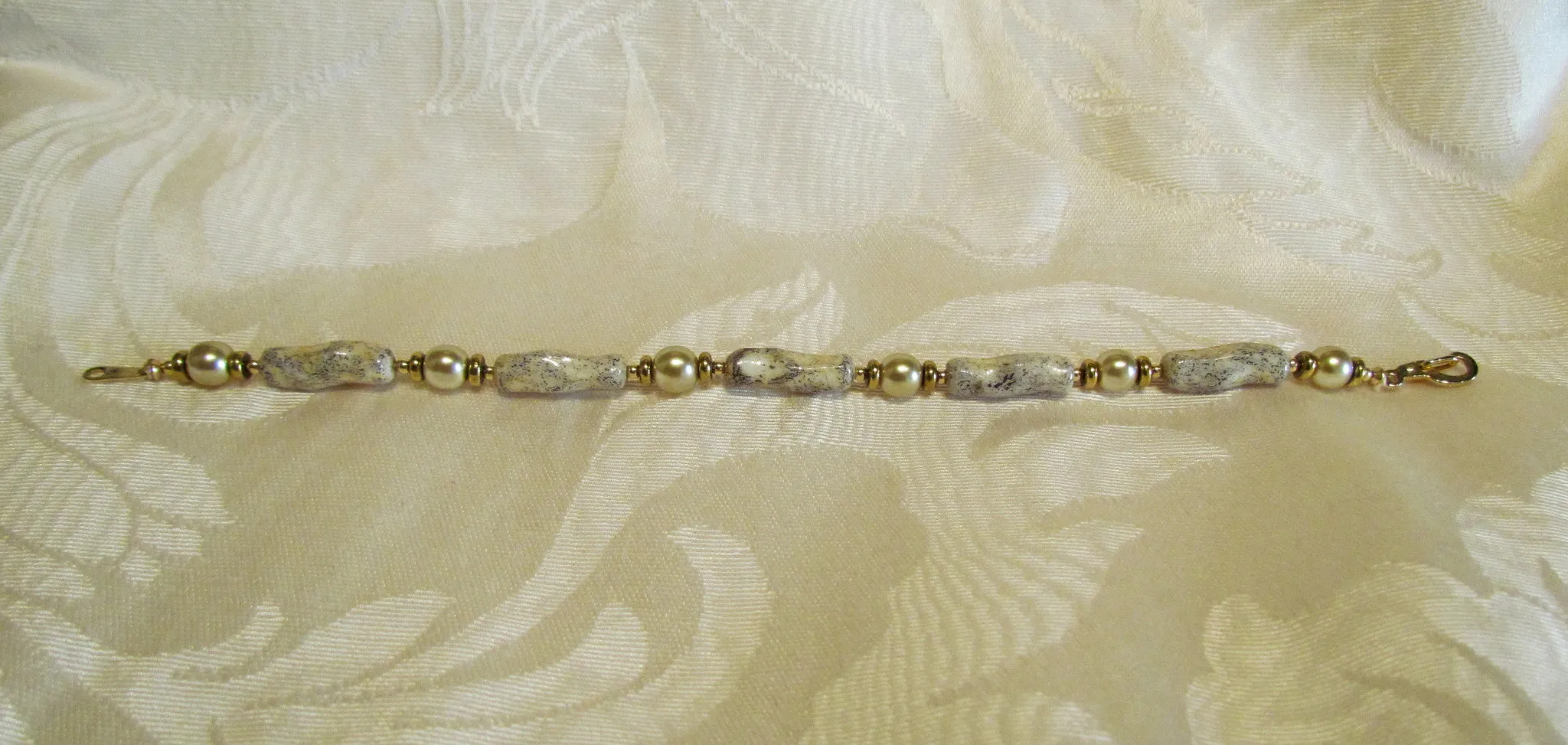 14kt GF Handmade Bracelet Bronze Pearl And Handmade Bead One Of A Kind Bracelet