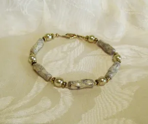 14kt GF Handmade Bracelet Bronze Pearl And Handmade Bead One Of A Kind Bracelet