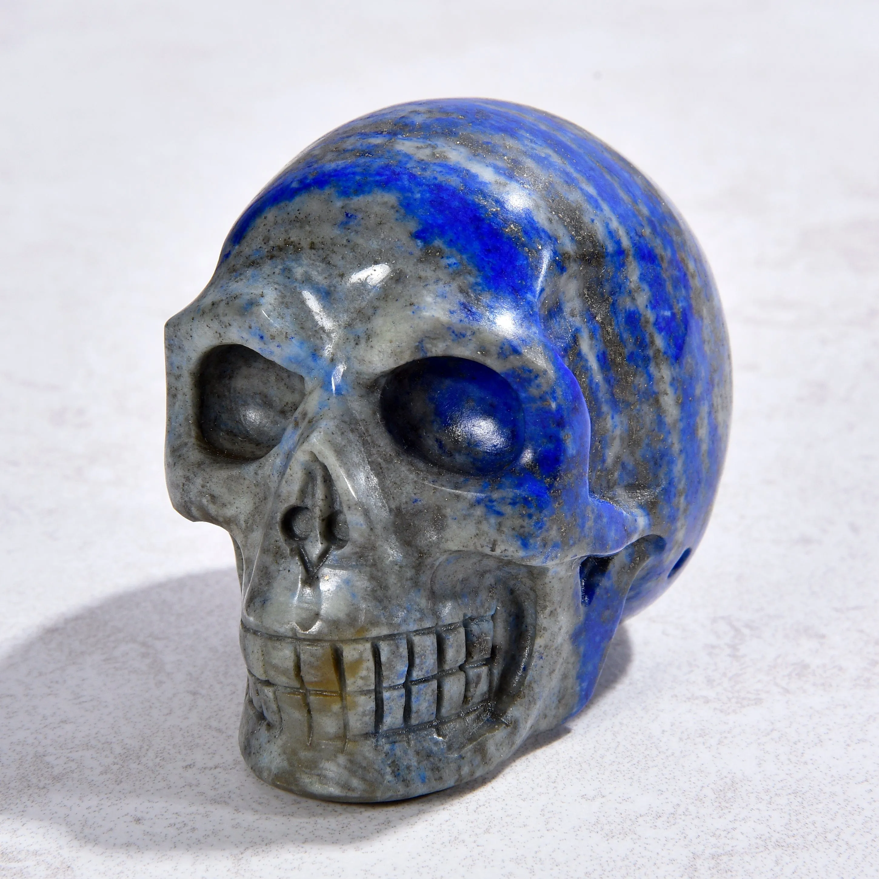 1.8" Natural Lapis Skull Gemstone Carving