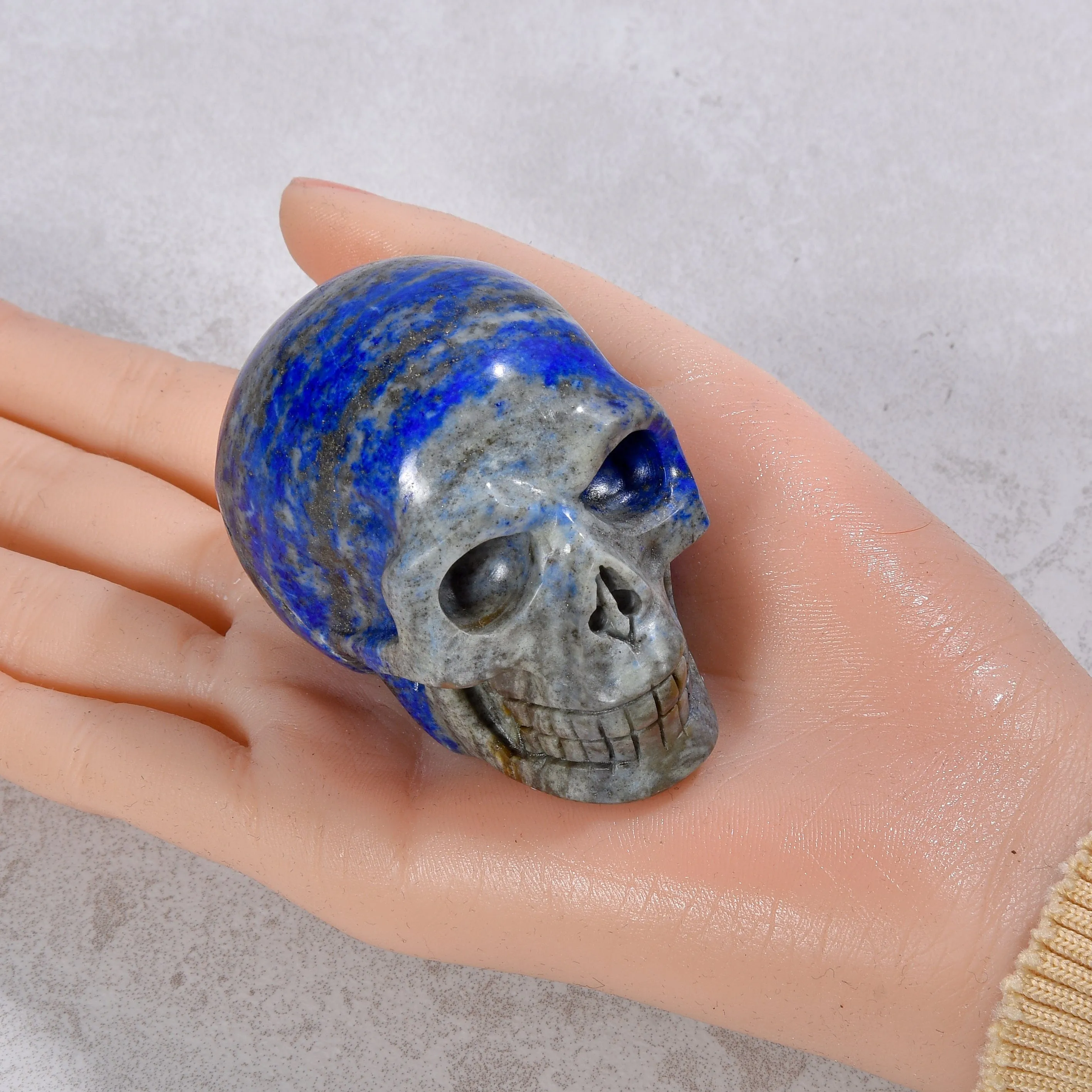 1.8" Natural Lapis Skull Gemstone Carving