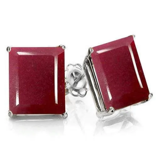 2.77 CT ENHANCED GENUINE RUBY 925 STERLING SILVER EARRINGS STUD