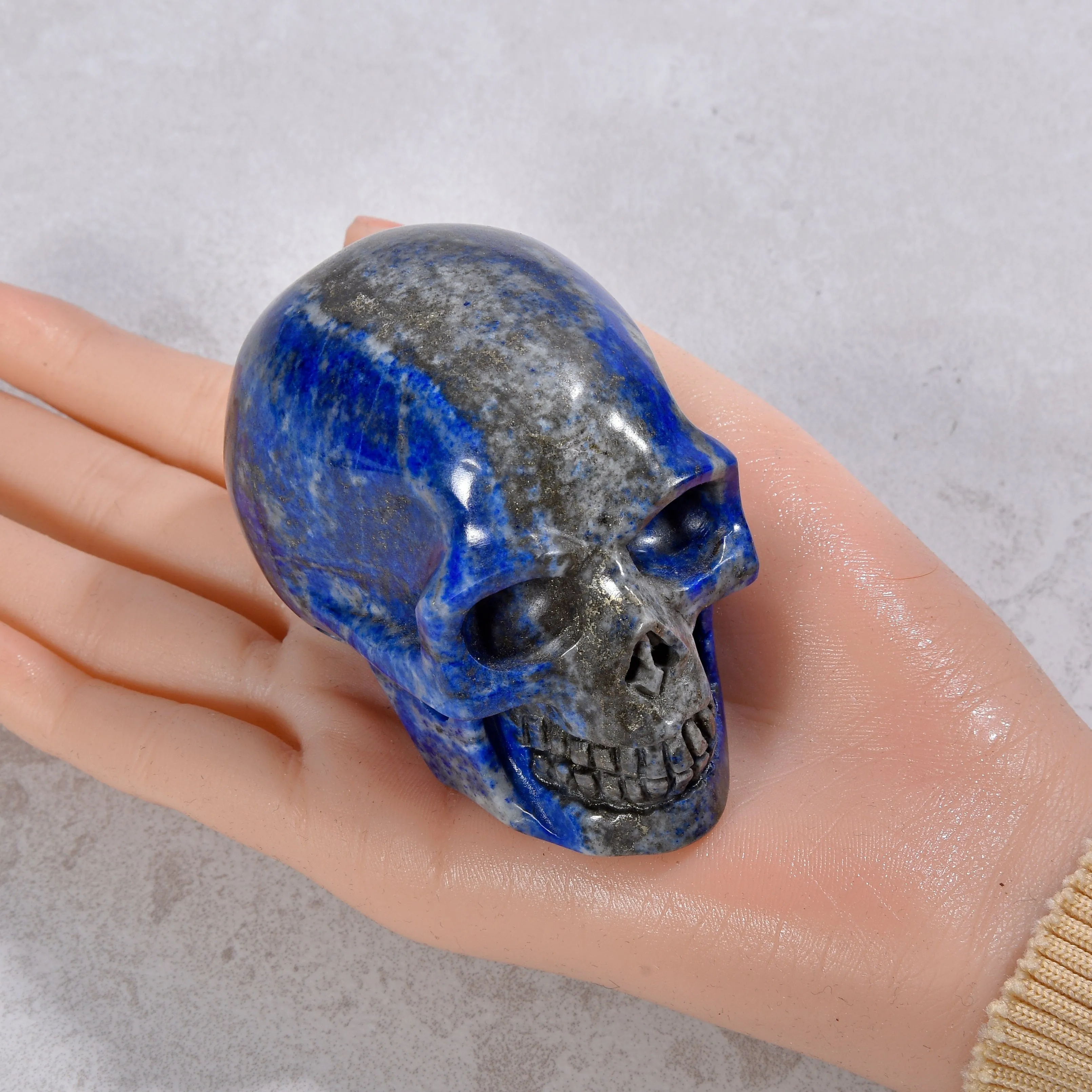 2" Natural Lapis Skull Gemstone Carving