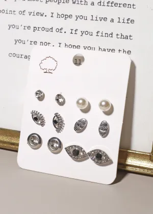 6-Pair Eye Stud Earrings