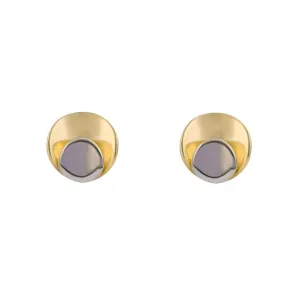 9ct Yellow And White Gold Disc Stud Earrings GE2435