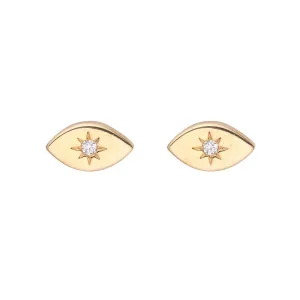 9kt Gold Diamond Evil Eye Stud Earrings