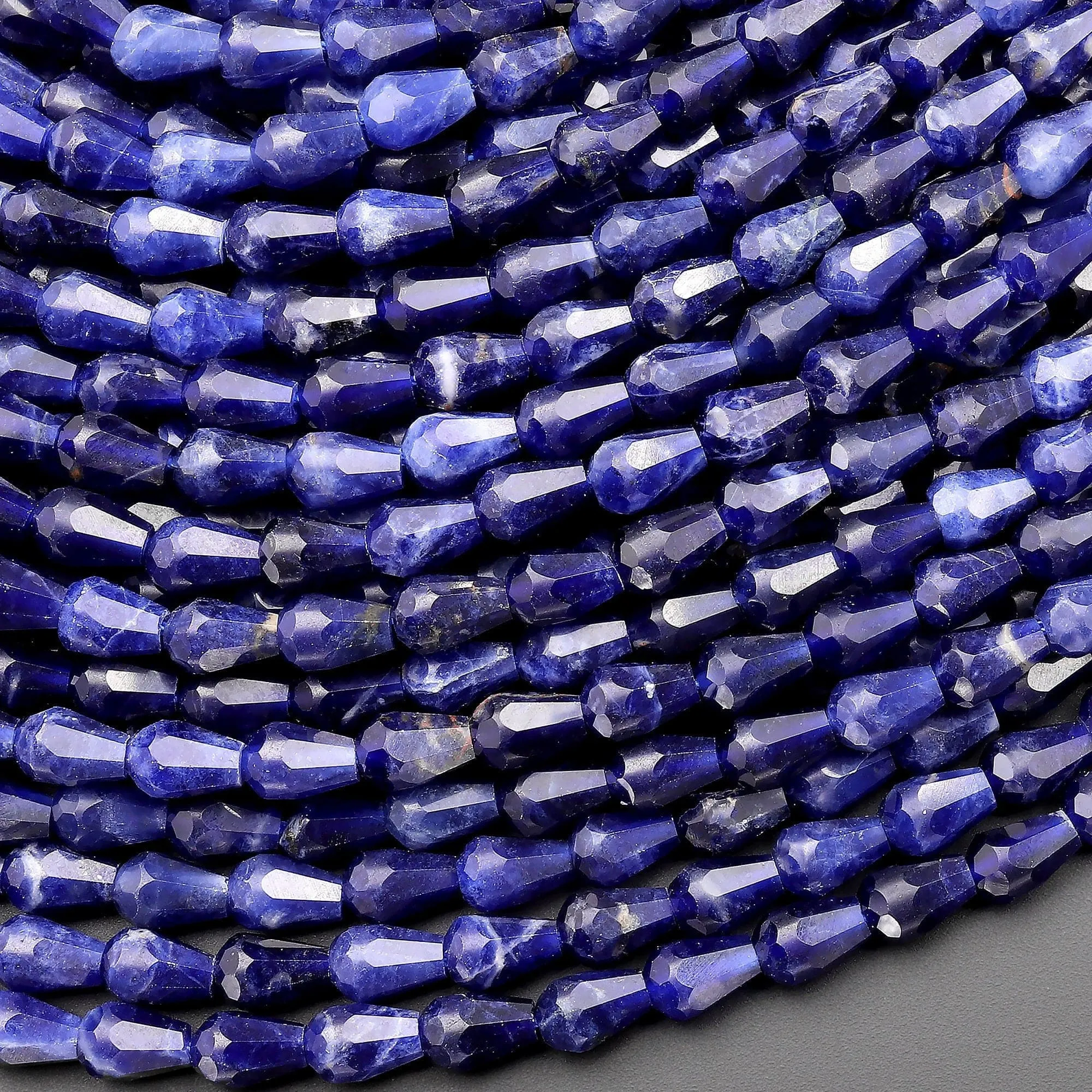 AAA Faceted Natural Blue Sodalite 6mm Small Briolette Teardrop Beads Vertically Drilled Good For Earrings 15.5" Strand