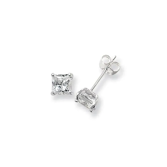 Acotis Silver Stud Earrings Square Zirconia G5144CZ