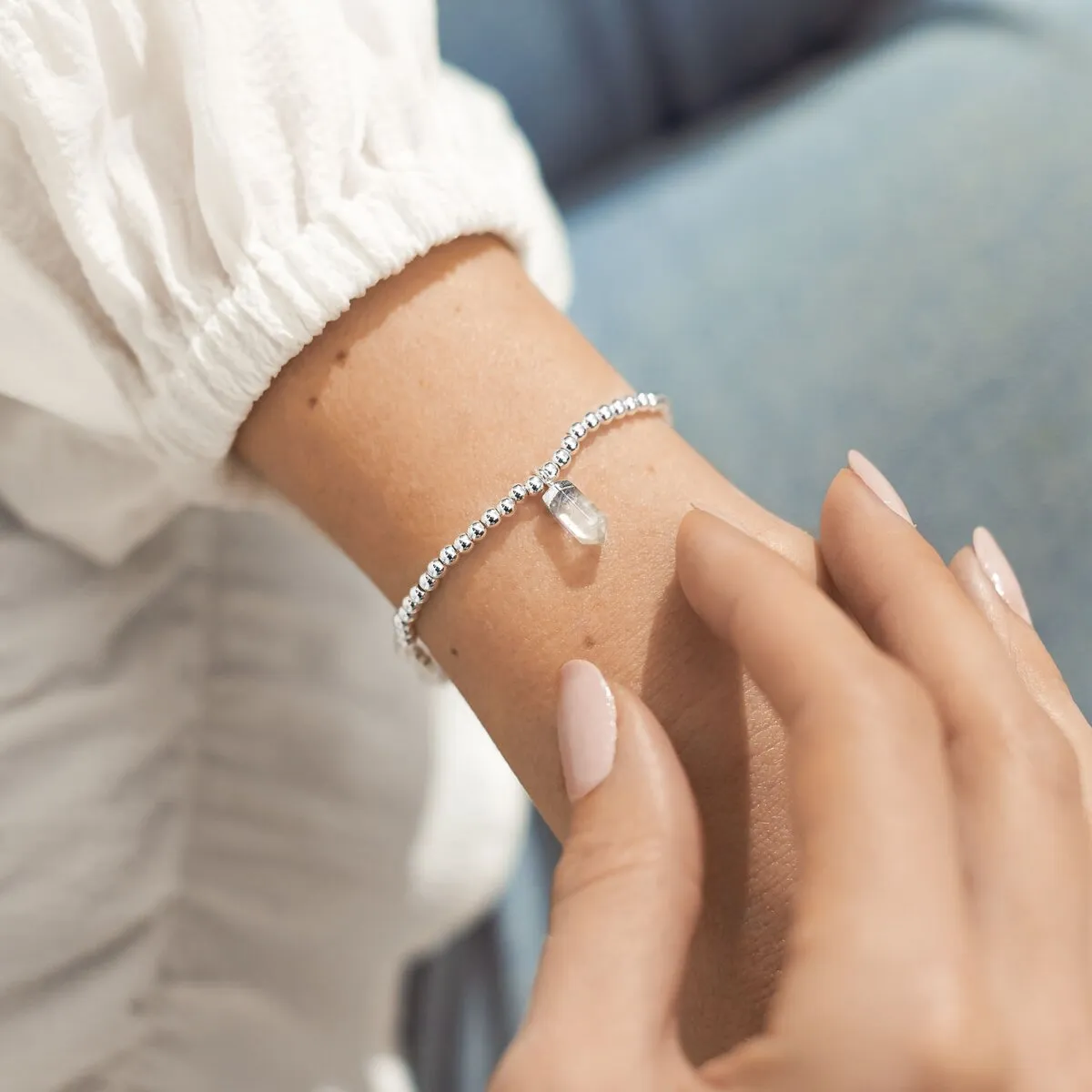 Affirmation Crystal 'Intuition' Bracelet | Silver Plated with Clear Quartz