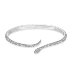 Alemany Snake Hinged Cuff in Silver & Pave