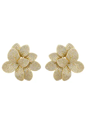 Amaryllis Flower Large Stud Earrings Gold