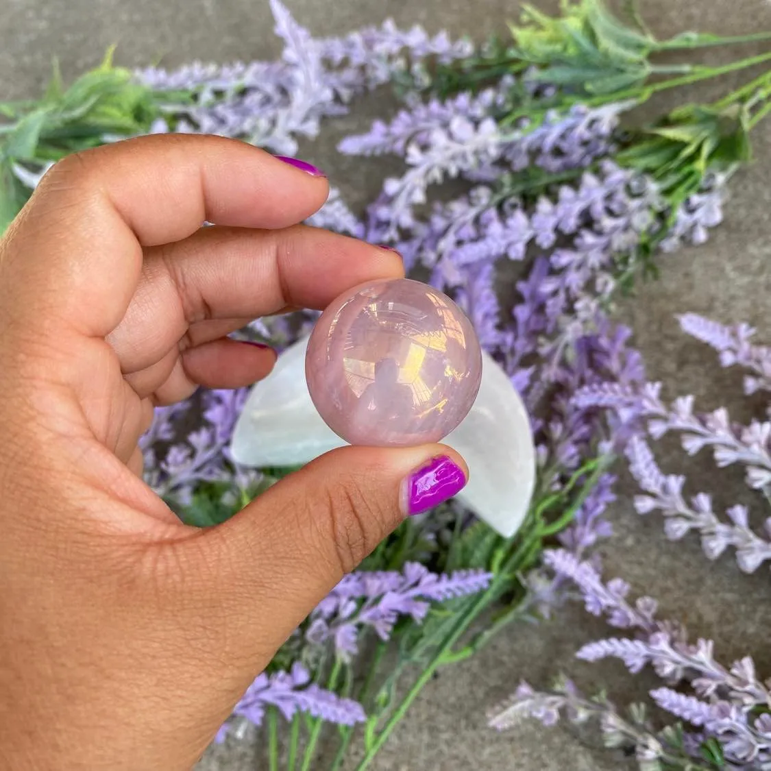 Angel Aura Rose Quartz Sphere, Crystal for Love and Friendship